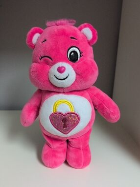 Basic Fun Care Bears Secret Bear 9" Hot Pink Bear Locket Belly Heart Foot Wink